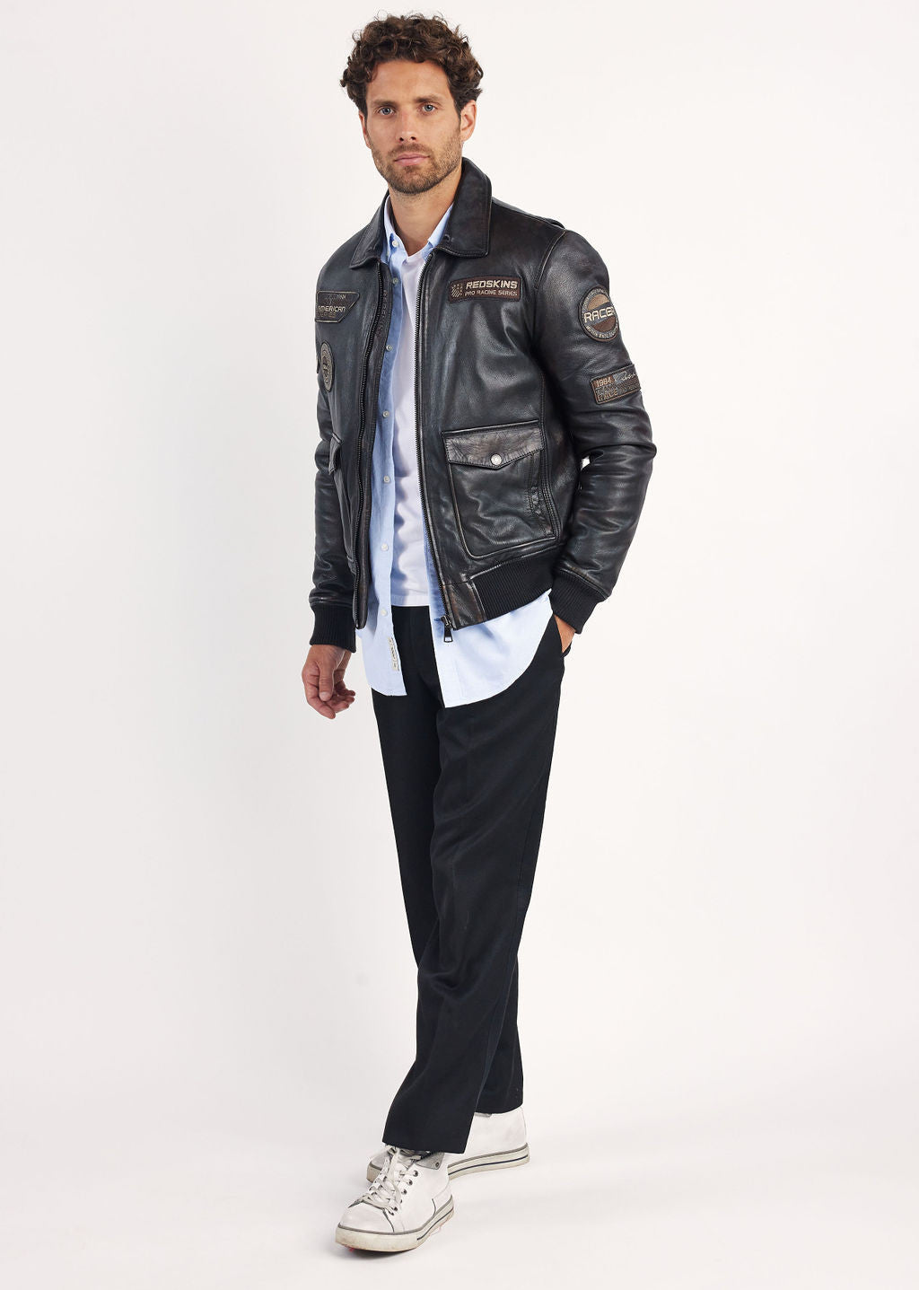 Veste en cuir marron RACER SILVERSTONE