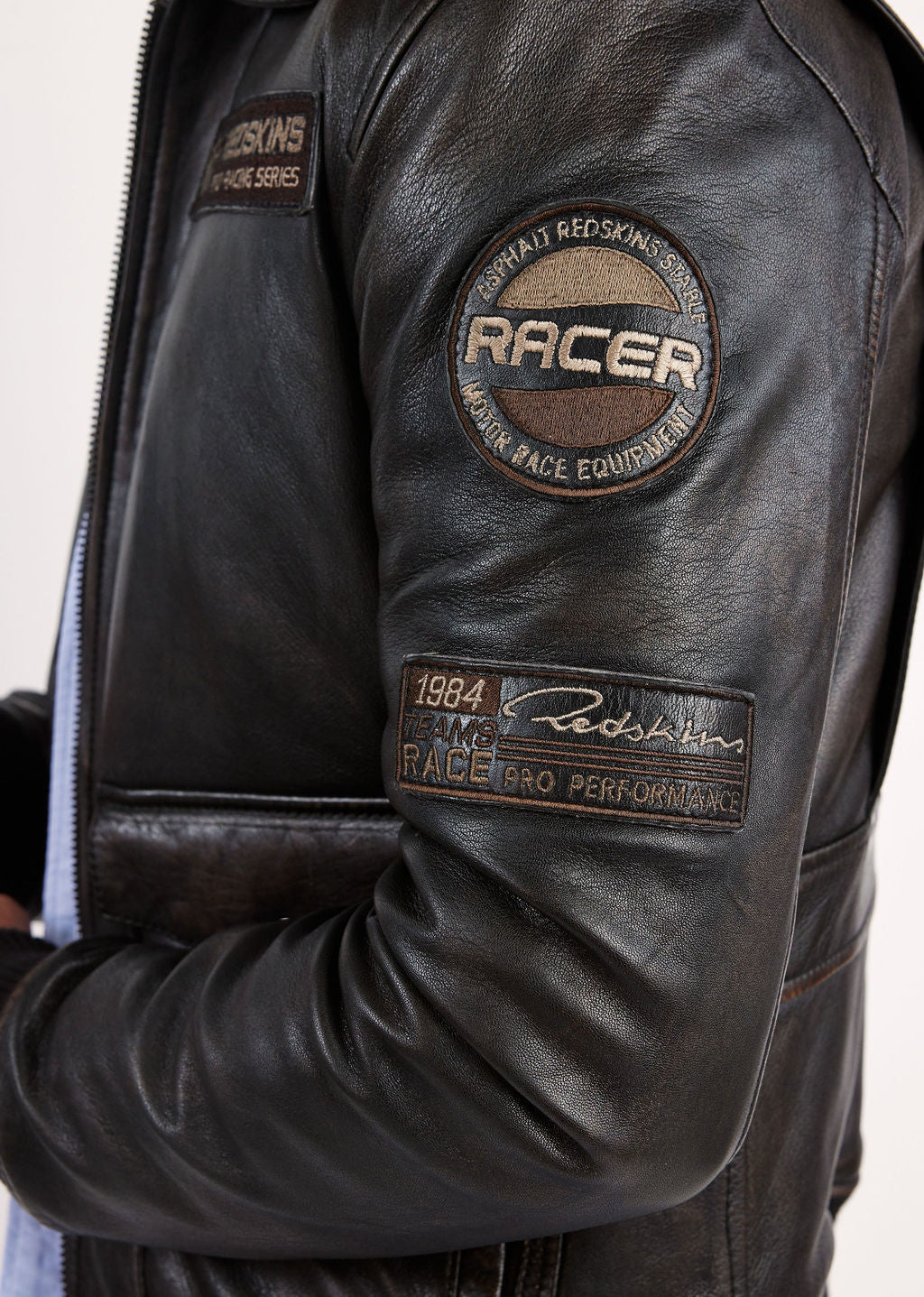 Veste en cuir marron RACER SILVERSTONE