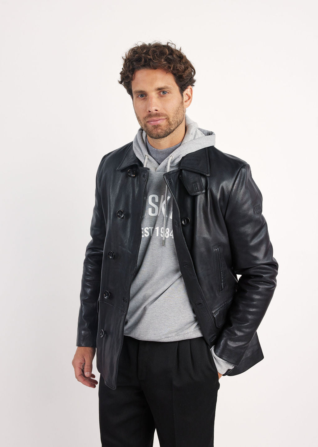 Veste en cuir noire RALF NEWPORT