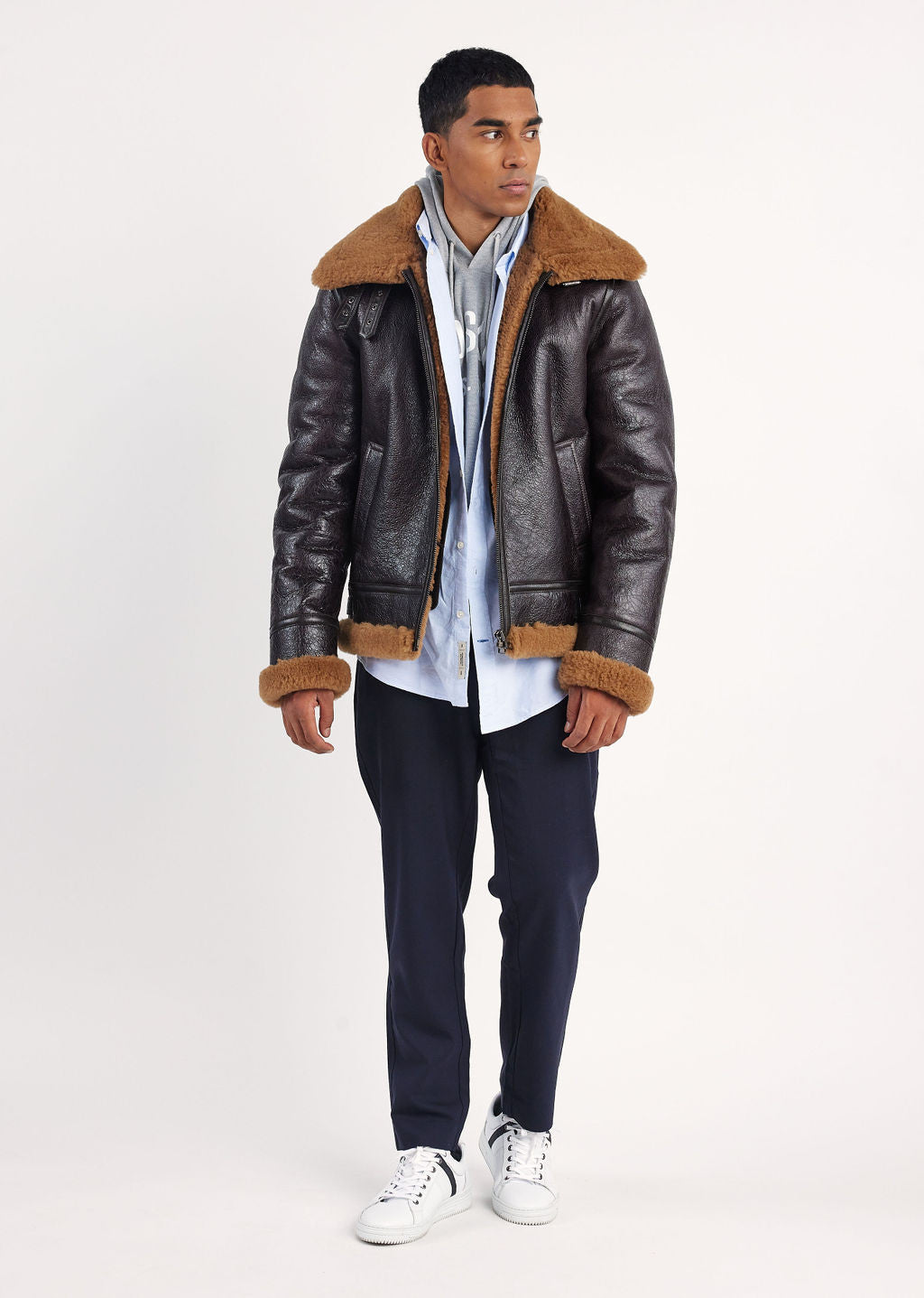 Veste en cuir tabac / gingembre REAGAN MONTECRISTO