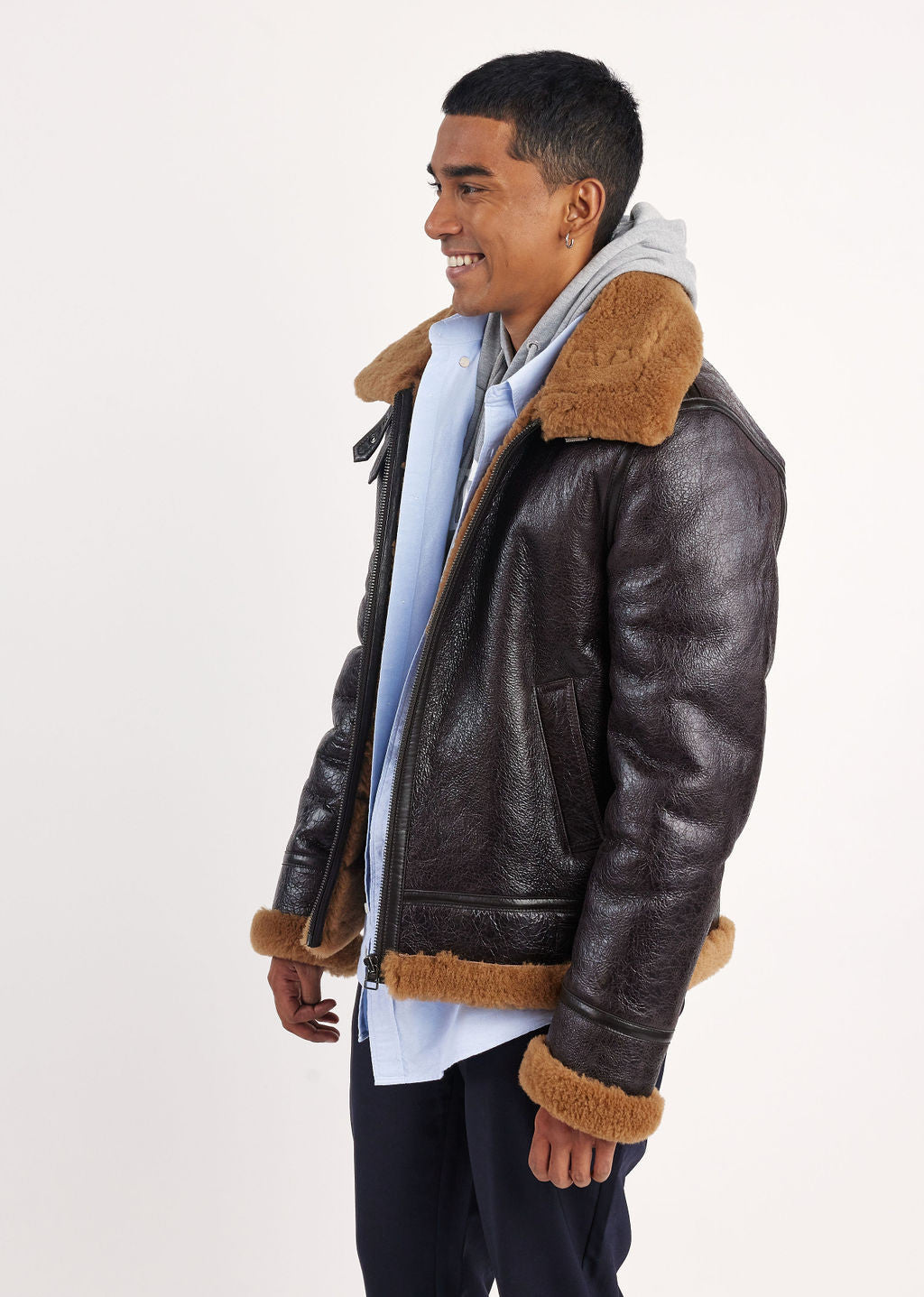 Veste en cuir tabac / gingembre REAGAN MONTECRISTO