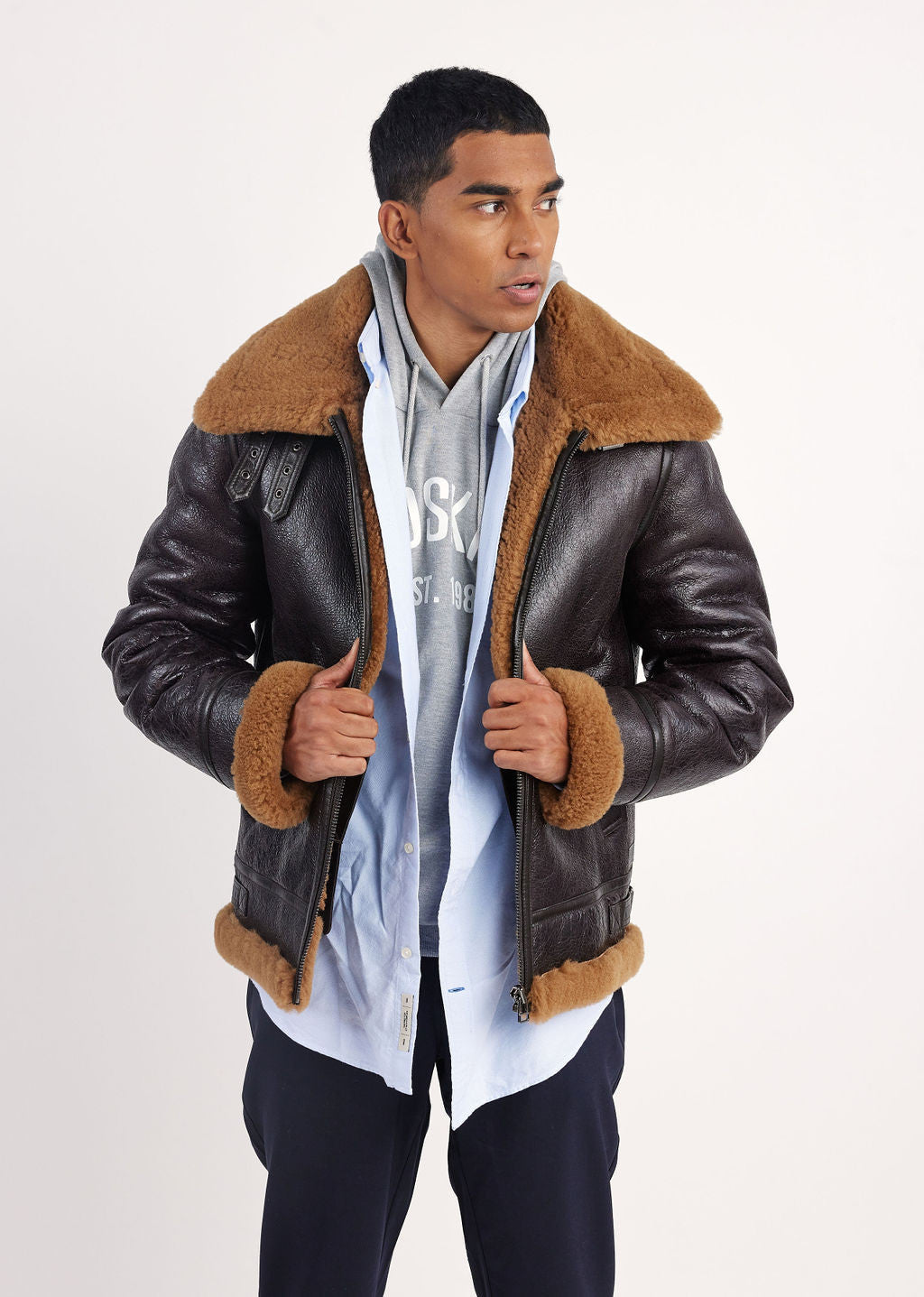 Veste en cuir tabac / gingembre REAGAN MONTECRISTO