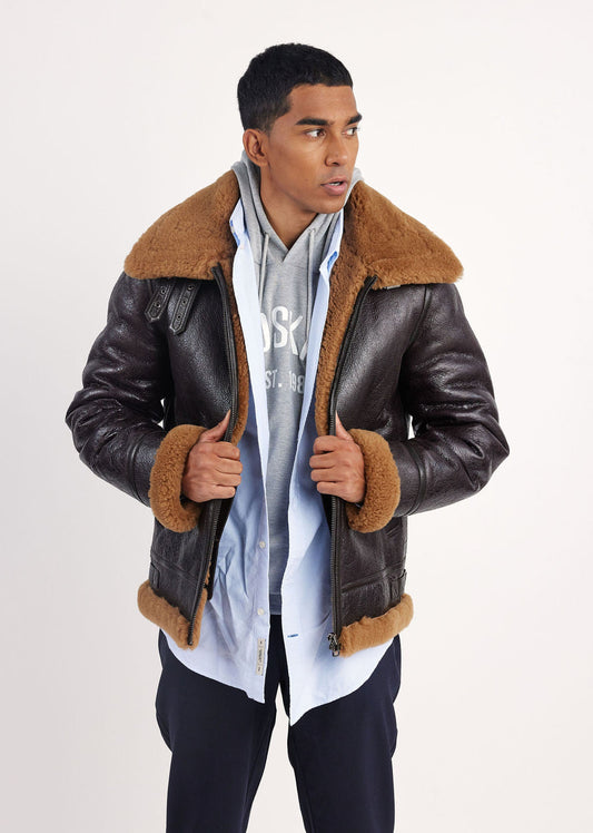 Veste en cuir tabac / gingembre REAGAN MONTECRISTO