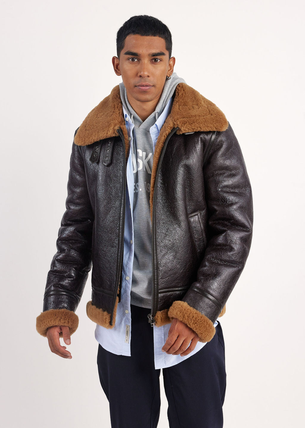 Veste en cuir tabac / gingembre REAGAN MONTECRISTO