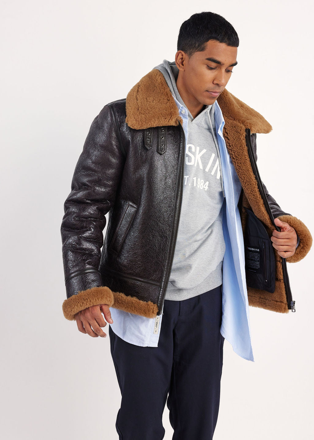 Veste en cuir tabac / gingembre REAGAN MONTECRISTO