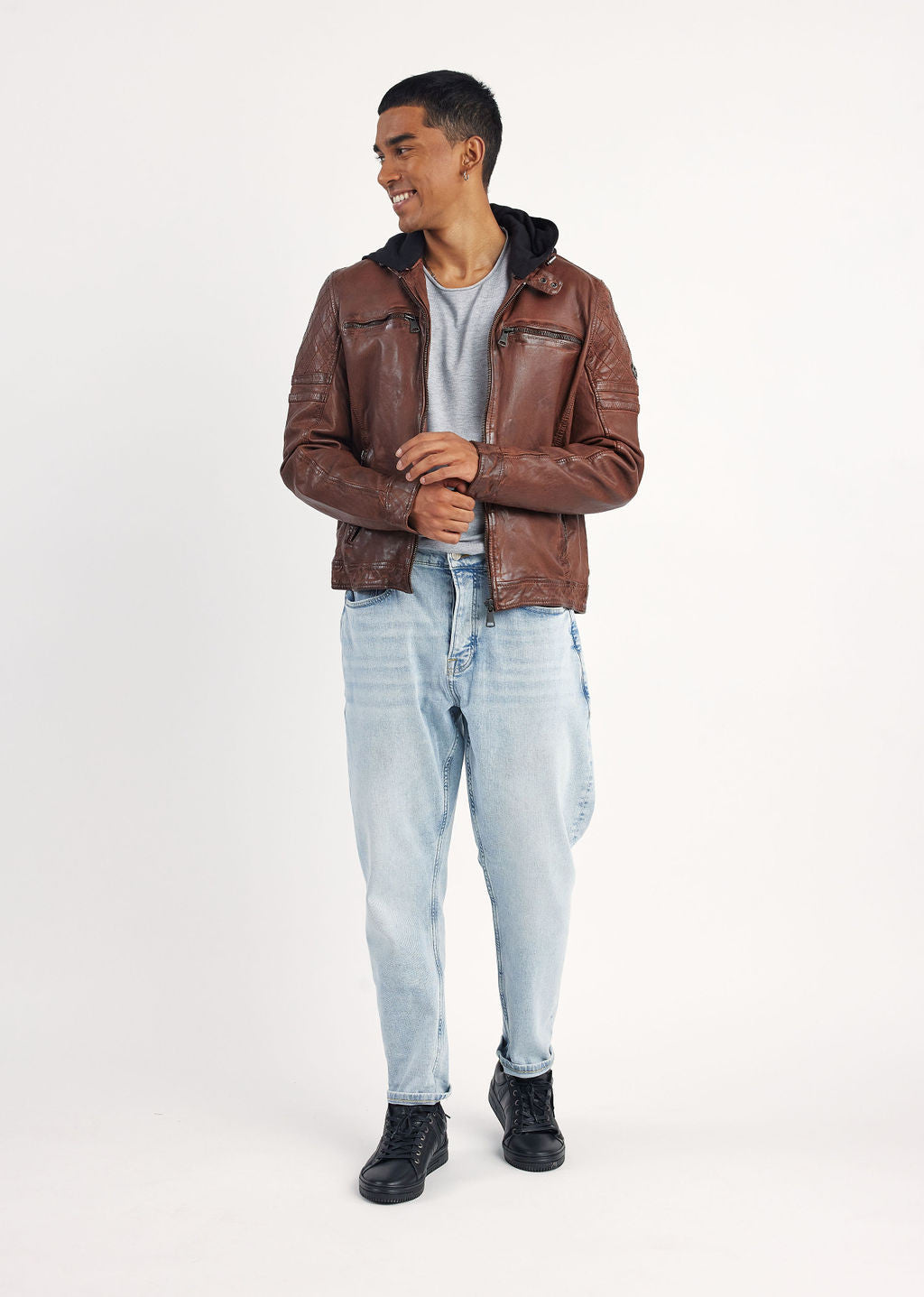 Blouson en cuir cognac RYDE BARCELONA
