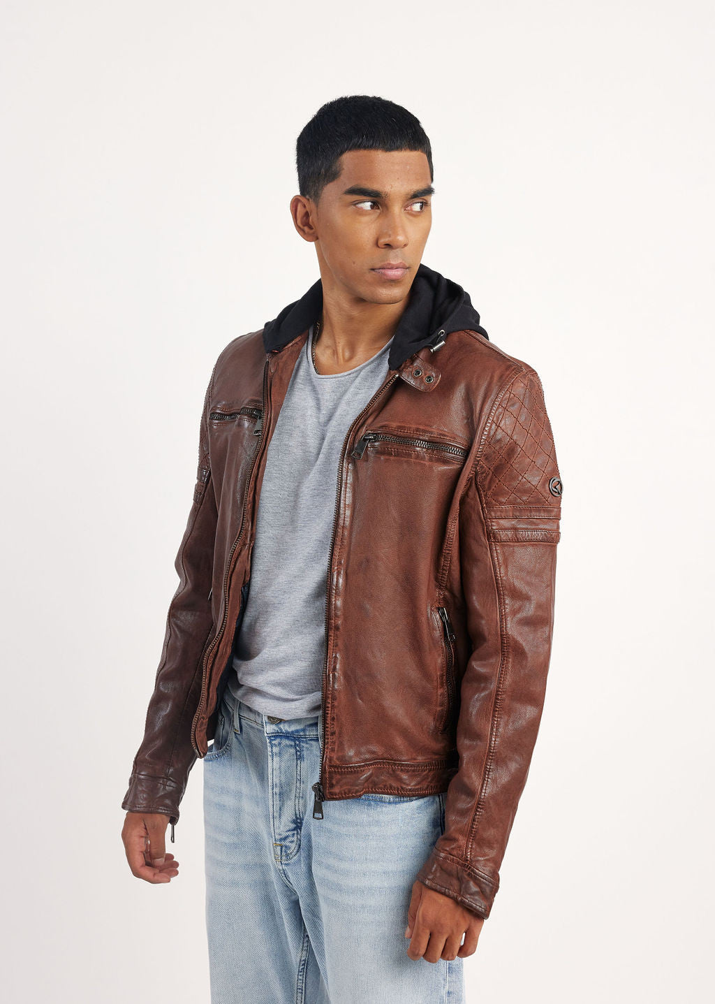 Blouson en cuir cognac RYDE BARCELONA