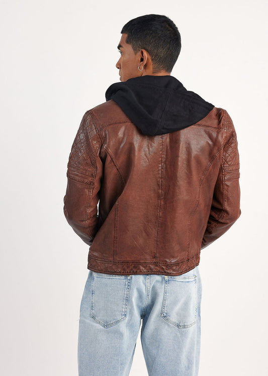 Blouson en cuir cognac RYDE BARCELONA