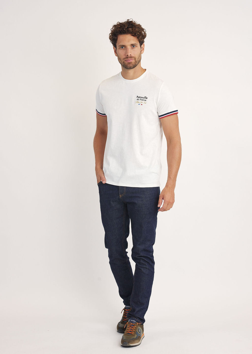 T-shirt manches courtes blanc WINGS SLUB