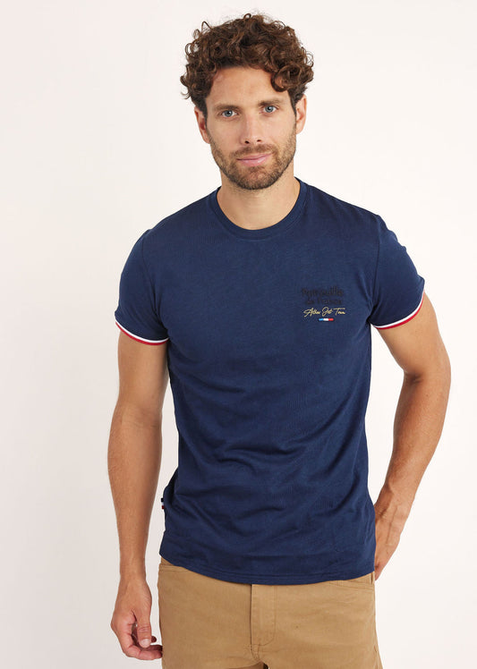 T-shirt manches courtes bleu marine WINGS SLUB