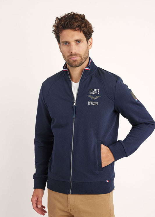 Sweatshirt zippé en molleton marine ACTIVE FRENCH