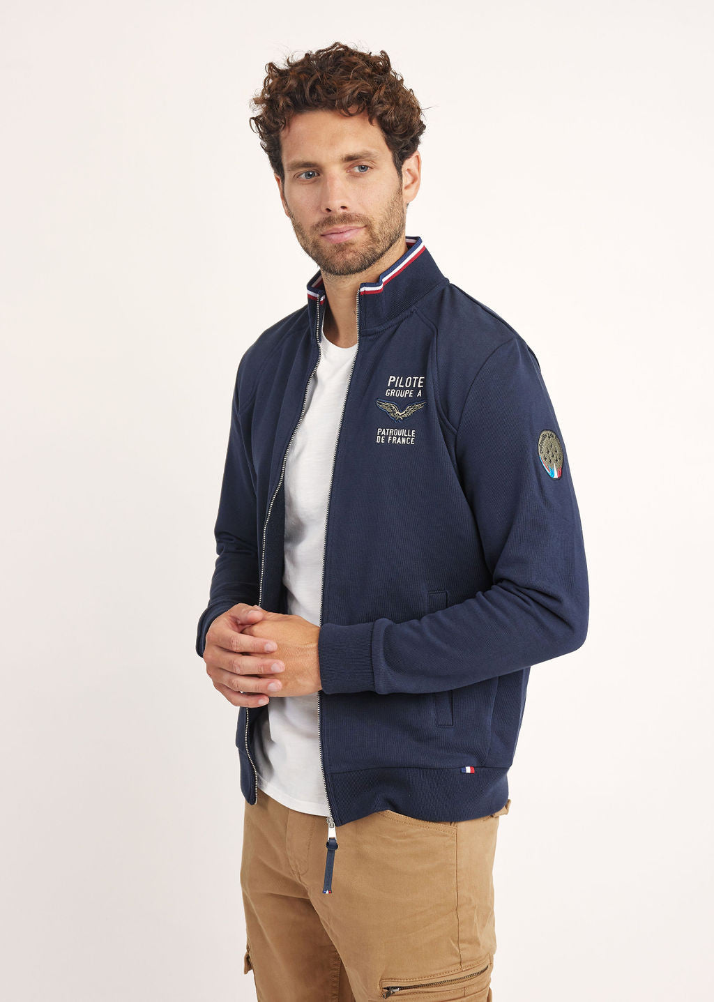 Sweatshirt zippé en molleton marine ACTIVE FRENCH
