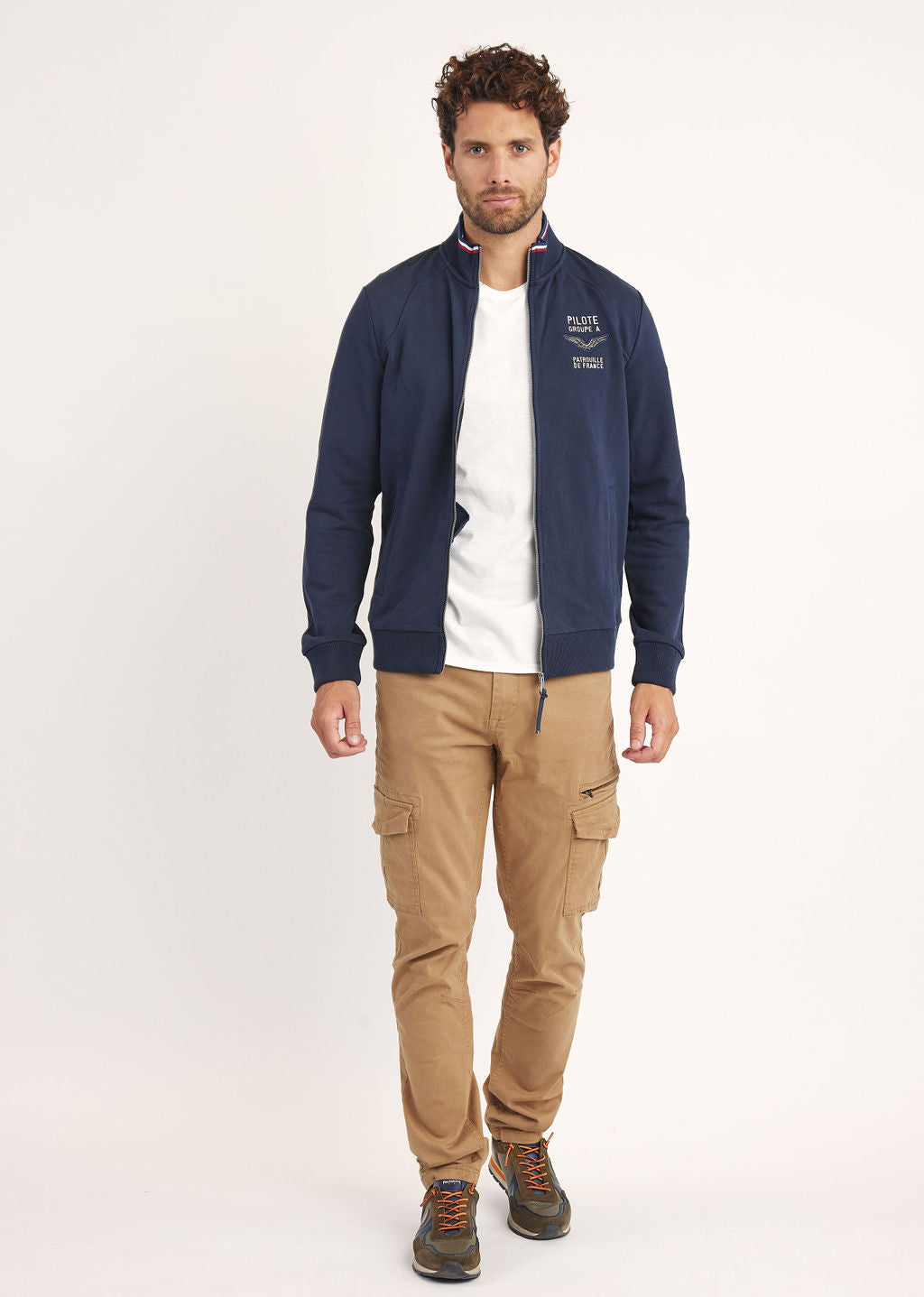 Sweatshirt zippé en molleton marine ACTIVE FRENCH