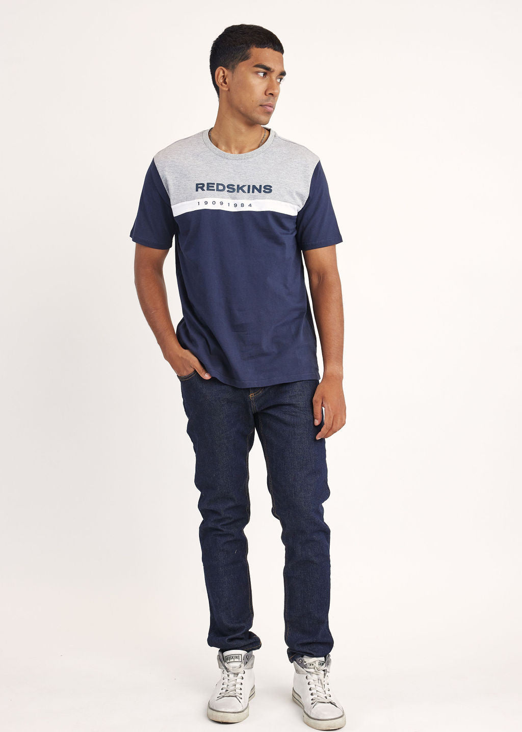T-shirt marine / gris DINA CALDER