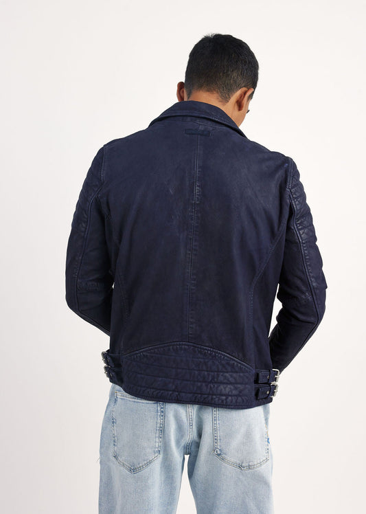Veste en cuir indigo STERLING ROSS