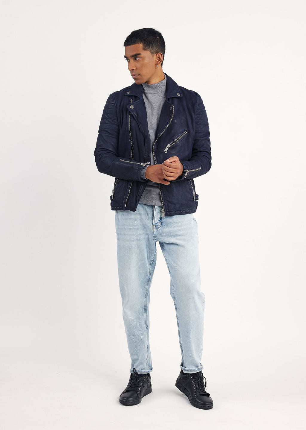 Veste en cuir indigo STERLING ROSS