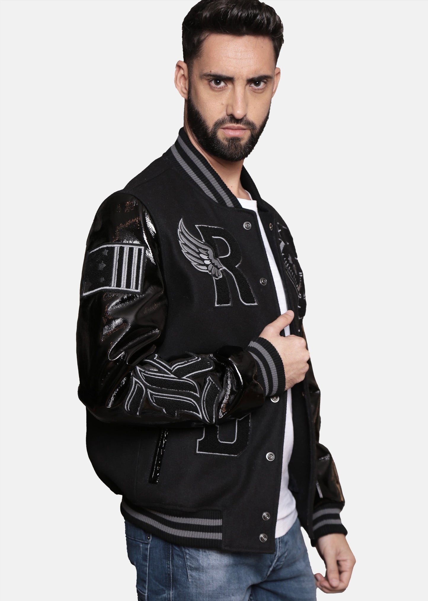 Blouson en cuir noir HARVARD GRAPHITE