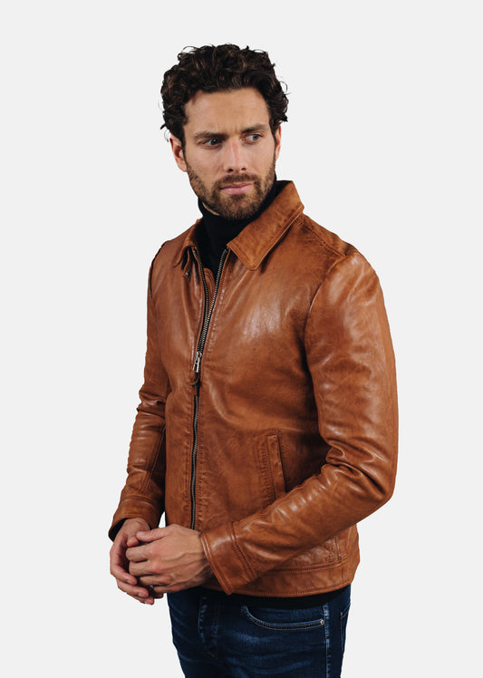 Blouson en cuir or NORIS GREEN