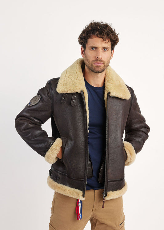 Blouson en cuir marron MISTRAL QUEENSTOWN