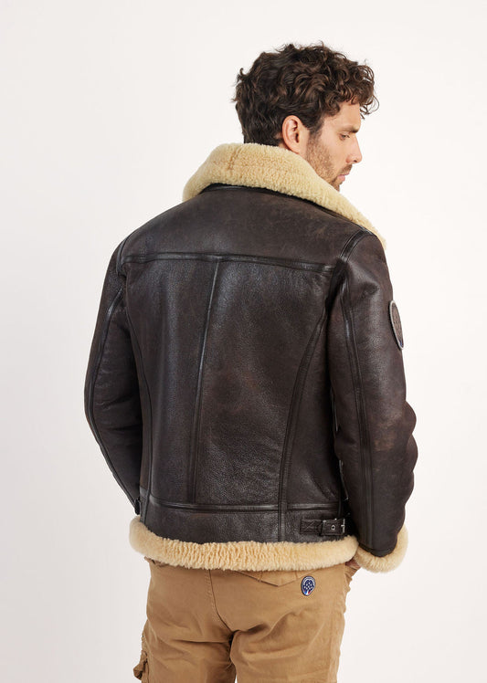 Blouson en cuir marron MISTRAL QUEENSTOWN