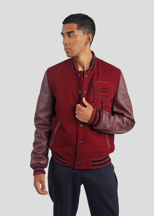 Blouson en cuir bourgogne OXFORD HATCH