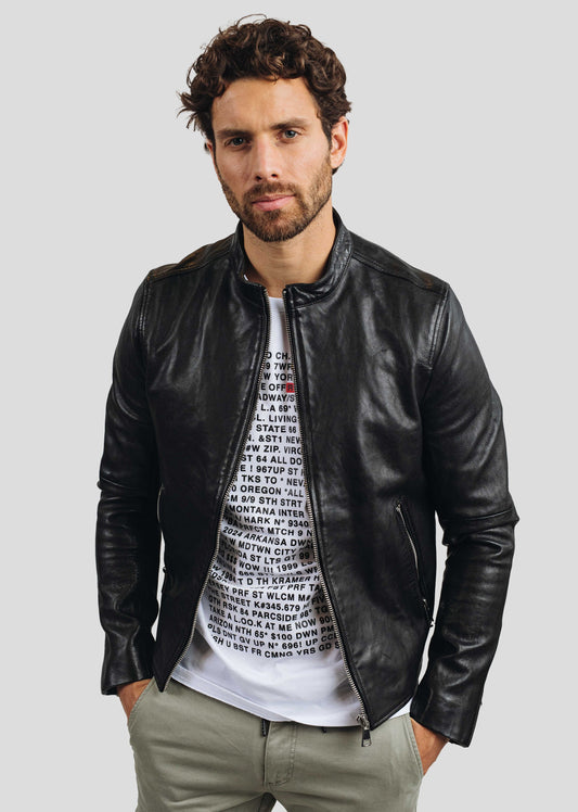 Blouson en cuir noir FAISS GREEN