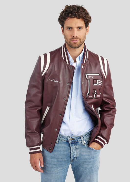 Blouson en cuir bourgogne / blanc CAMPUS COLOMBIA