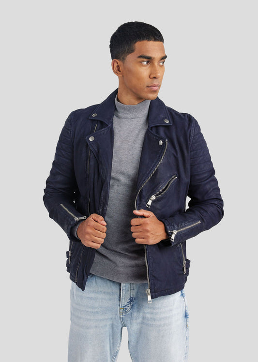 Veste en cuir indigo STERLING ROSS