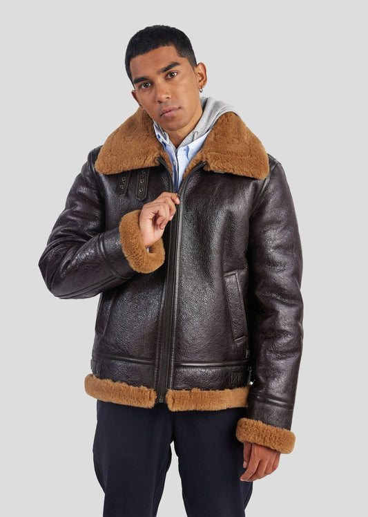 Veste en cuir tabac / gingembre REAGAN MONTECRISTO