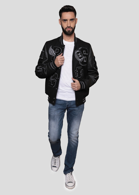 Blouson en cuir noir HARVARD GRAPHITE