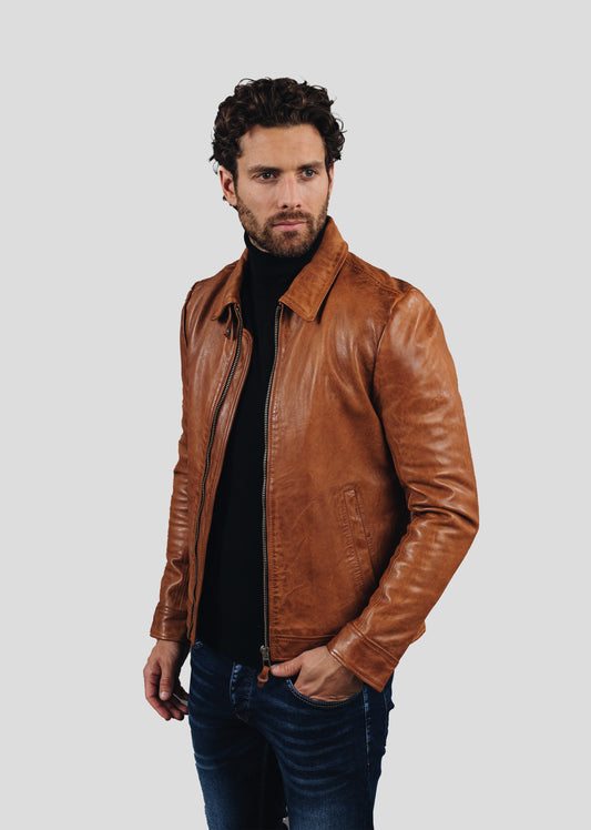 Blouson en cuir or NORIS GREEN