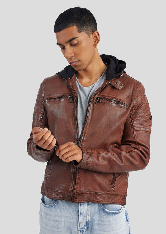 Blouson en cuir cognac RYDE BARCELONA