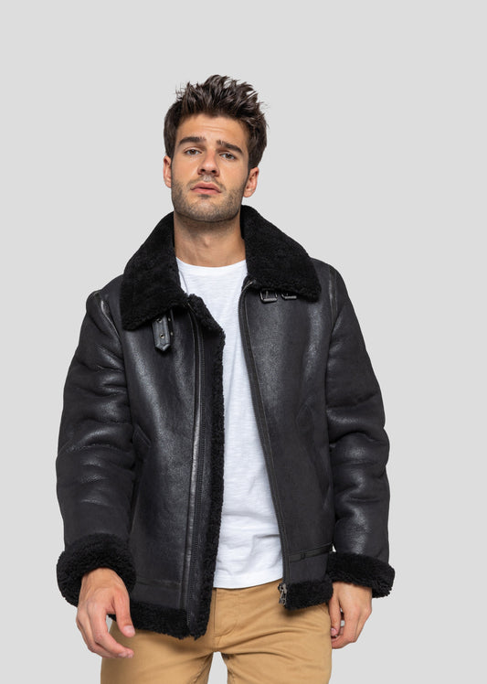 Blouson en cuir noir REAGAN QUEENSTOWN