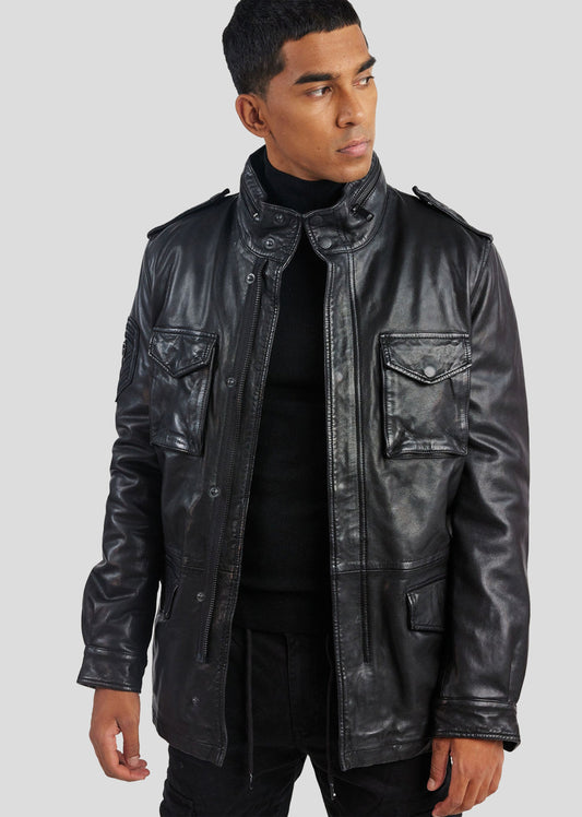 Veste en cuir noire AXE SOHO