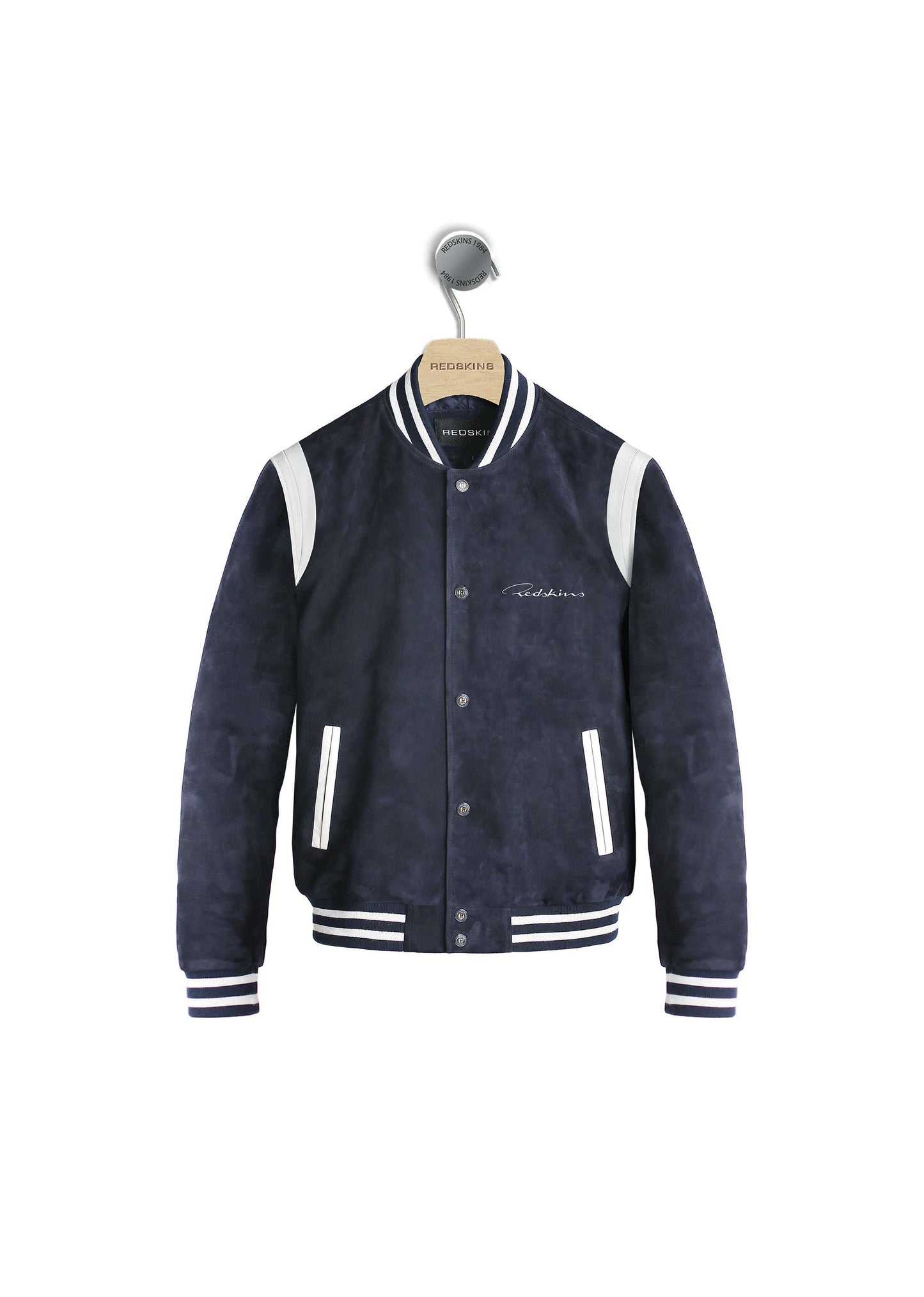 Blouson en cuir marine / blanc EREN MONITER