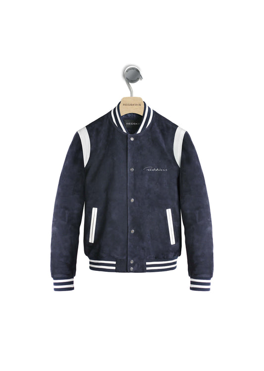 Blouson en cuir marine / blanc EREN MONITER