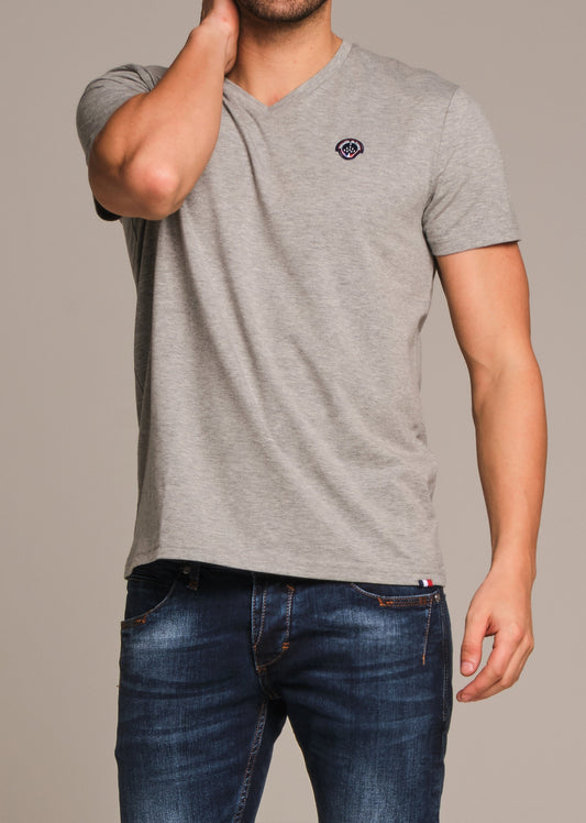 T-shirt en coton gris chiné BIG NINE CALDER