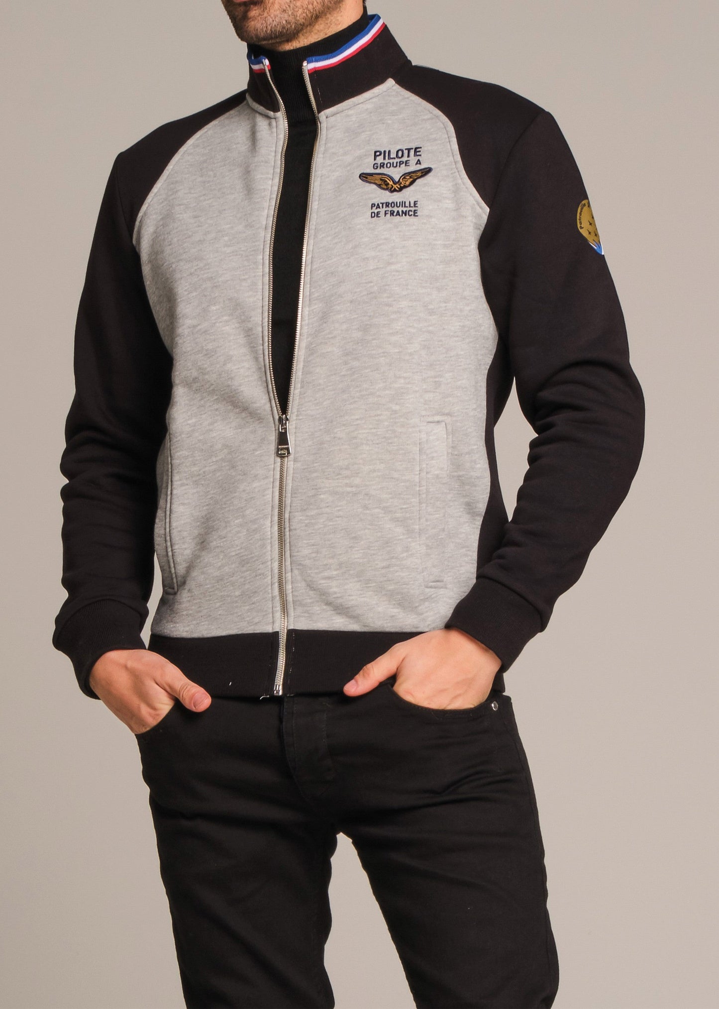 Sweatshirt zippé en molleton gris ACTIVE POSTER