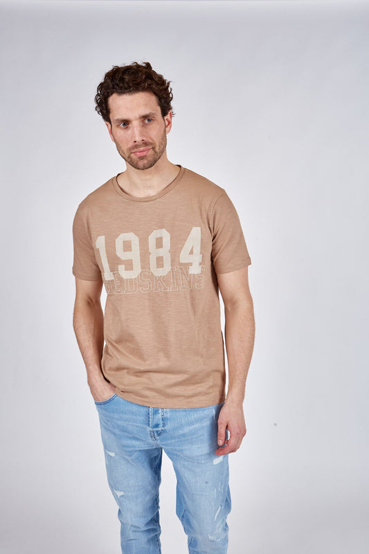 T-shirt manches courtes taupe DULY SLUBB