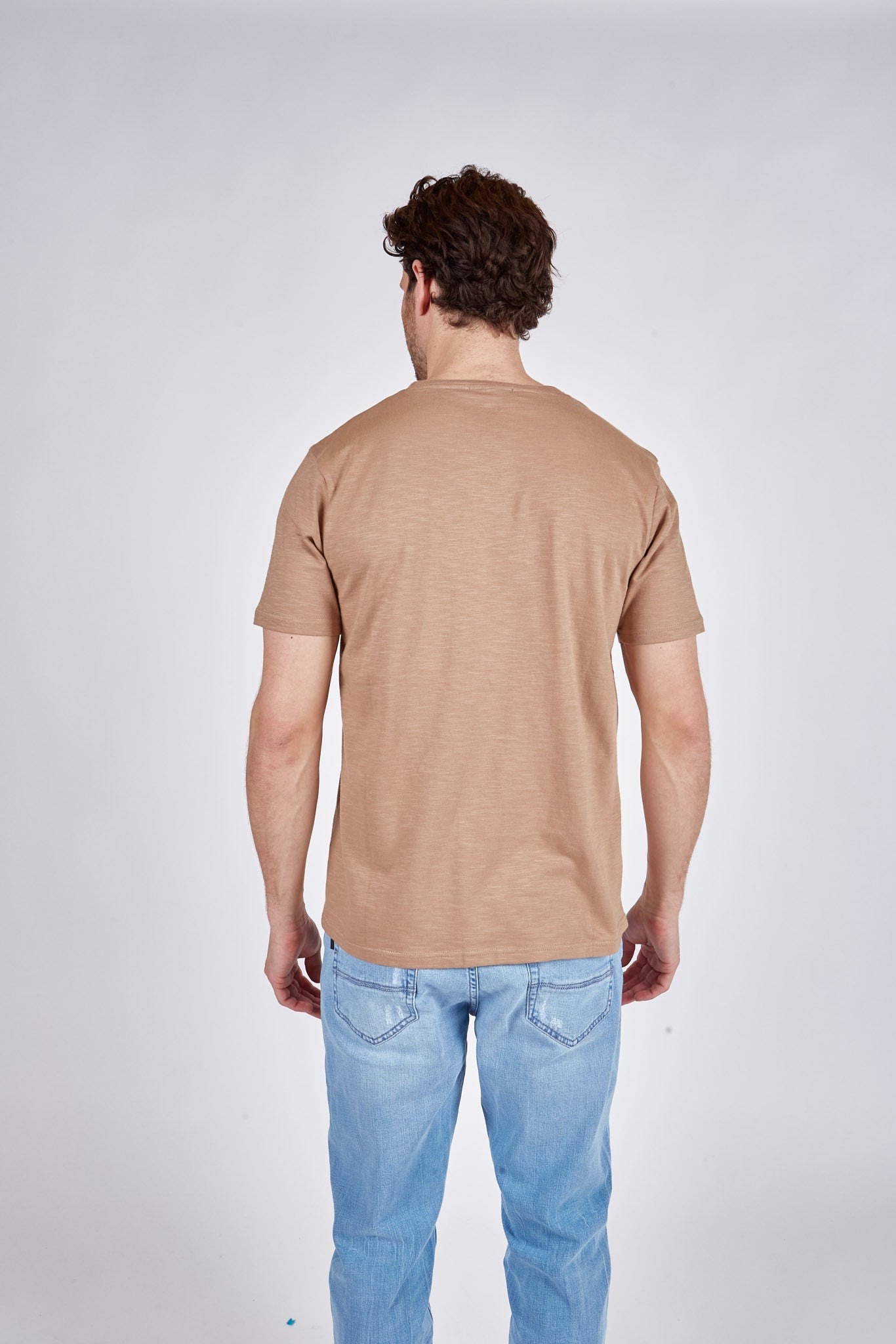 T-shirt manches courtes taupe DULY SLUBB