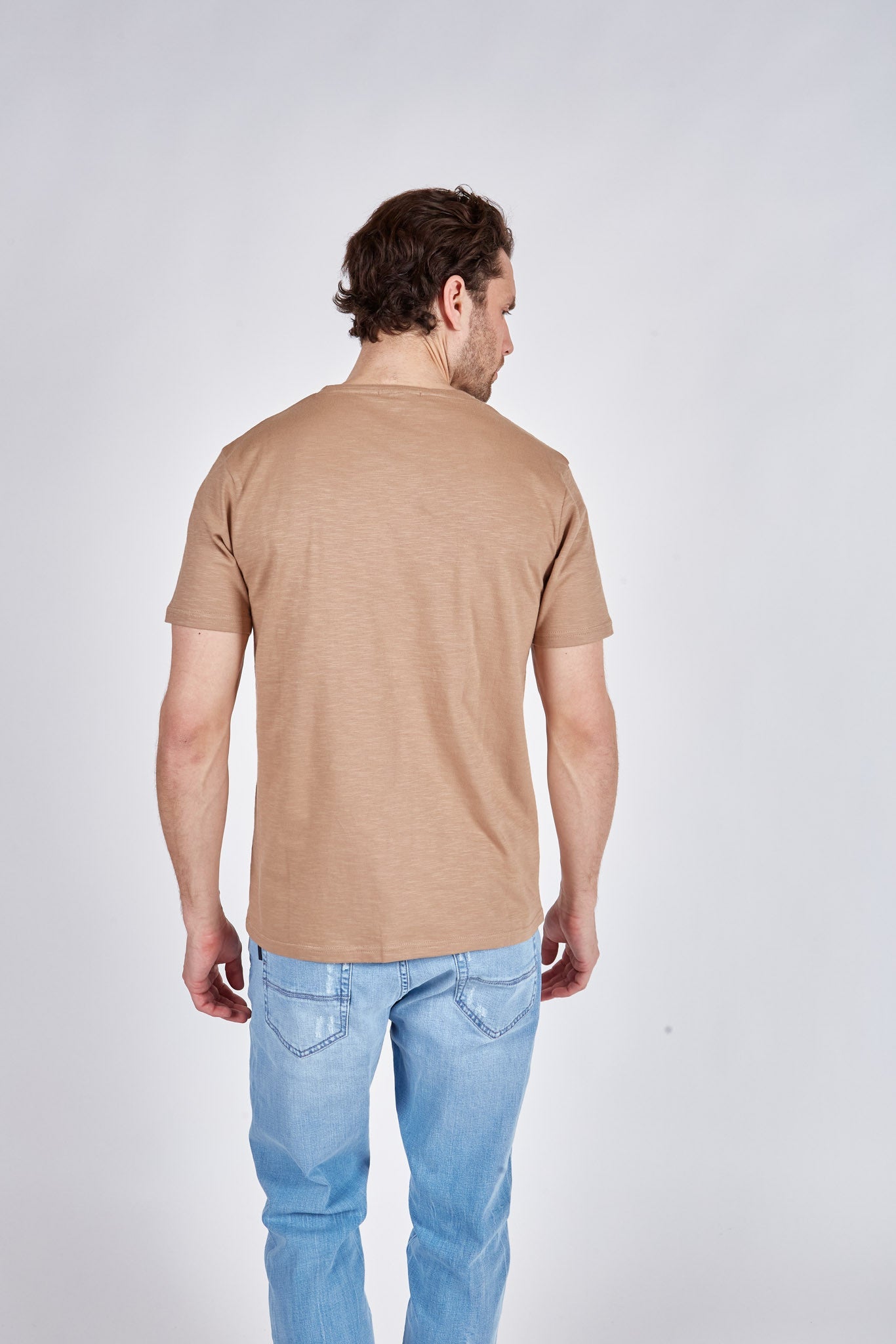 T-shirt manches courtes taupe DULY SLUBB