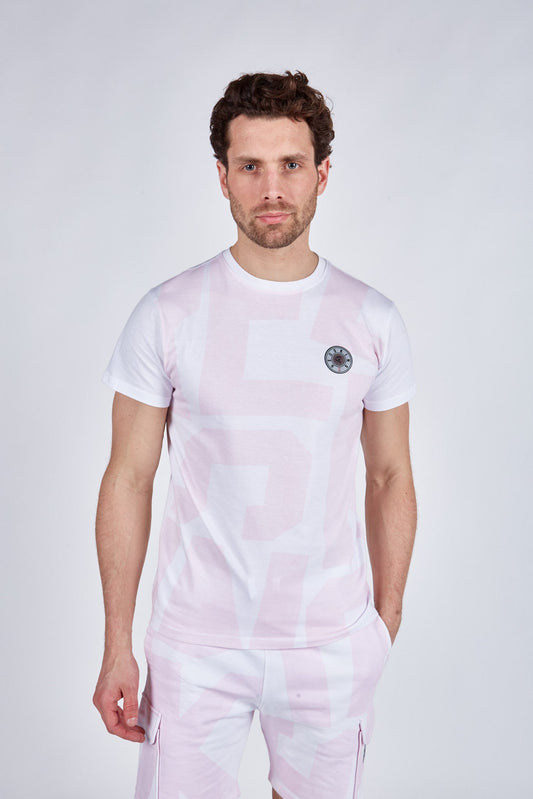 T-shirt manches courtes blanc / rose ancien TIME SQUARE