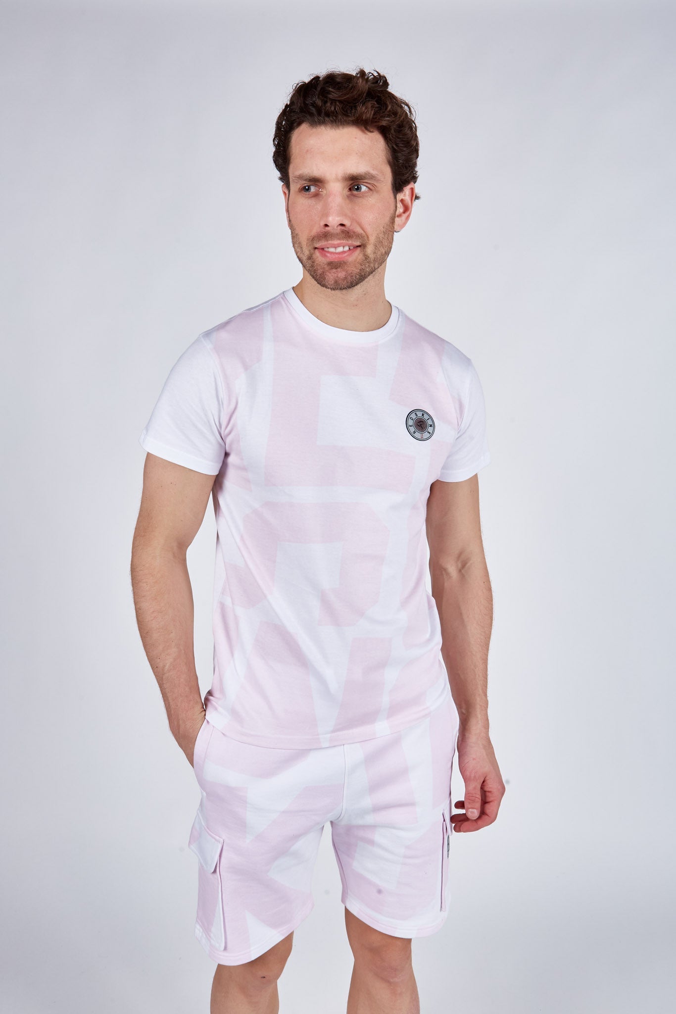 T-shirt manches courtes blanc / rose ancien TIME SQUARE
