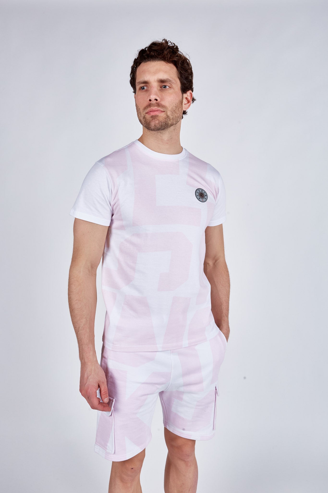 T-shirt manches courtes blanc / rose ancien TIME SQUARE