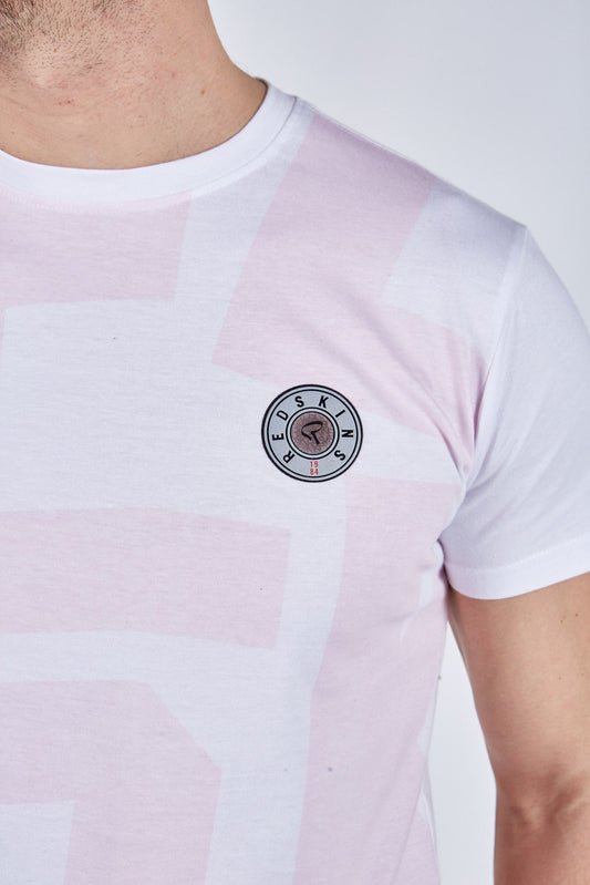 T-shirt manches courtes blanc / rose ancien TIME SQUARE