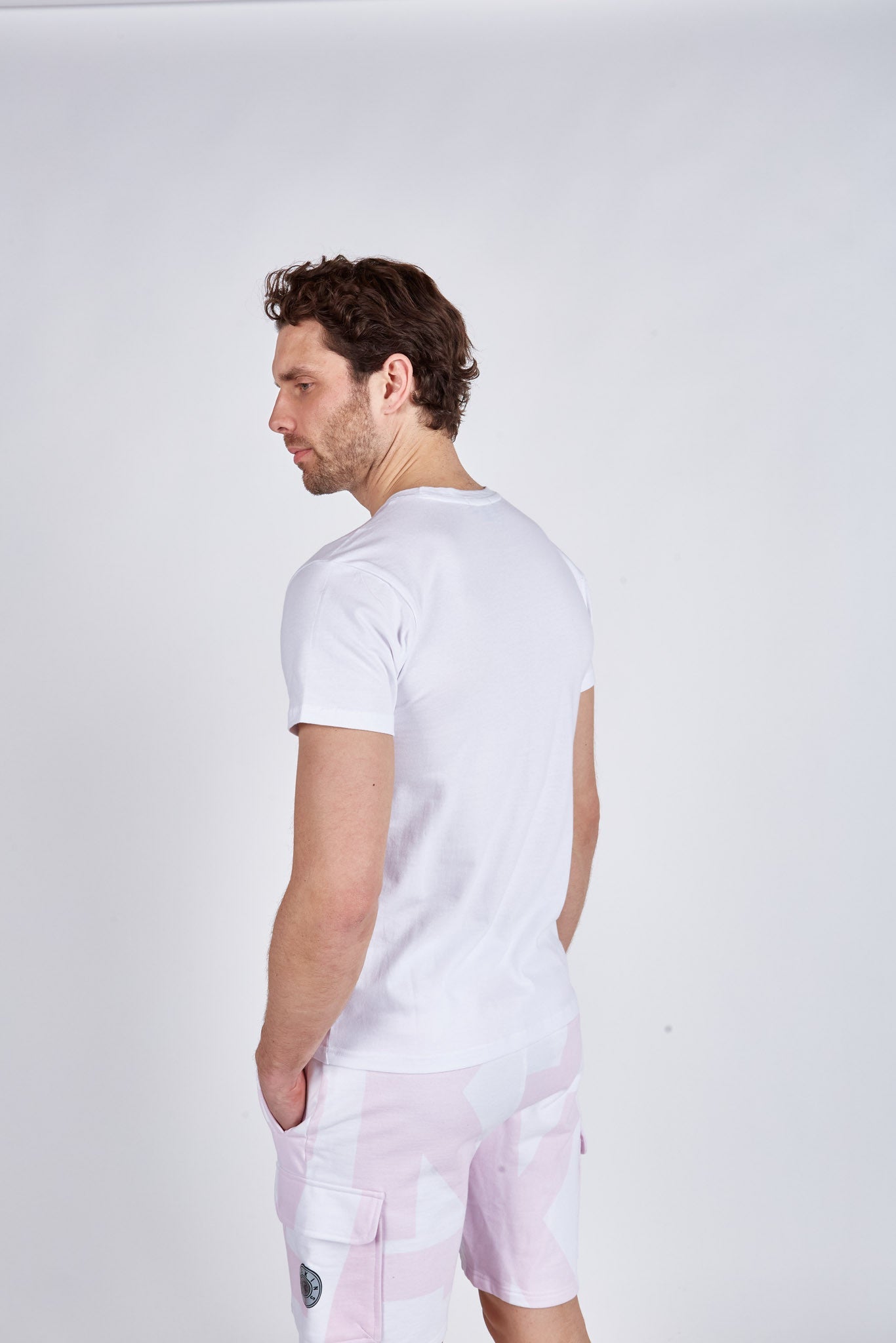 T-shirt manches courtes blanc / rose ancien TIME SQUARE