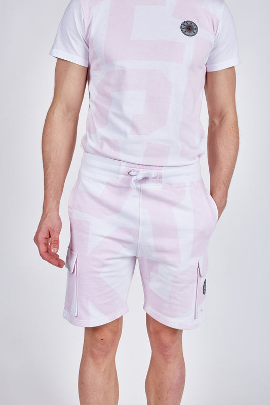 Jogging Short blanc / rose ancien HALY CHAMPION