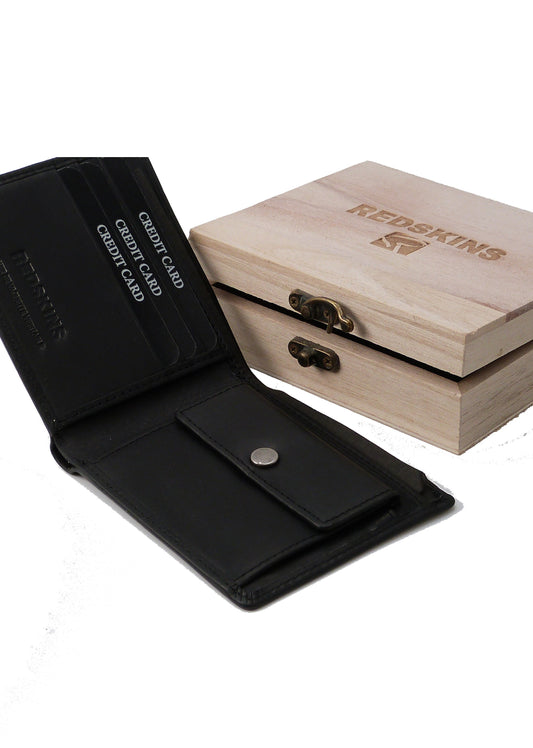 Porte feuille en CUIR noir ELEVEN