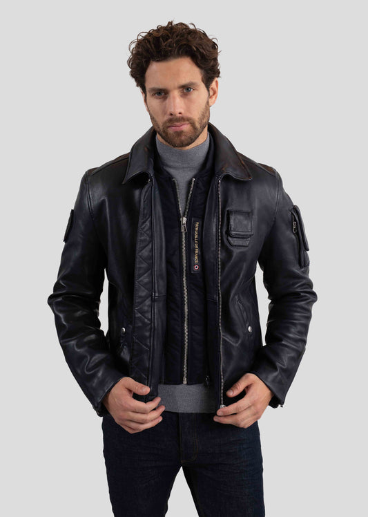 Cuir bleu marine JAEGGER ALPHA