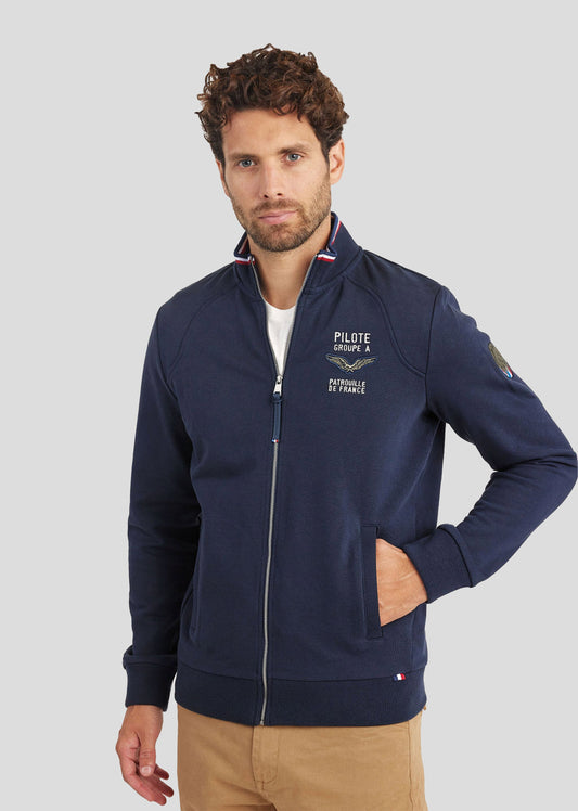 Sweatshirt zippé en molleton marine ACTIVE FRENCH